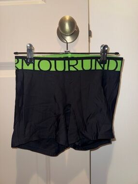 Under Armour Black Athletic Shorts with Neon Green Waistband